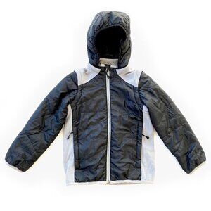 REI Boys 4-5 Black Hooded Convertible Jacket Removable Sleeves Hood Lightweight
